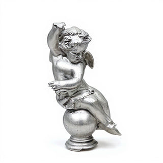 Manor Garden Cherub, Left Statue - 30-inch — Antique Silver finish