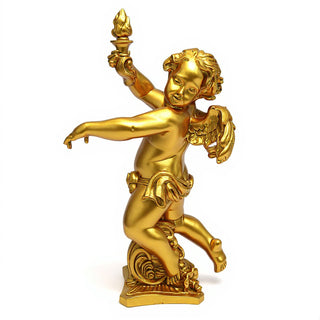 Rococo Angel Torch, Left Candleholder - 43-inch — Deep Gold finish