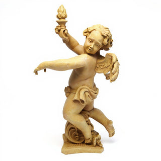 Rococo Angel Torch, Left Candleholder - 43-inch — Dusted Sand finish