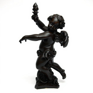 Rococo Angel Torch, Left Candleholder - 43-inch — Iron finish