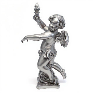 Rococo Angel Torch, Left Candleholder - 43-inch — Silver finish