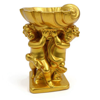 Twin Cherubs with Shell Statue - 36-inch — Deep Gold finish