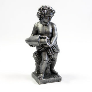 Cherub Water Pourer Fountain Figure - 38-inch — Aged Silver finish