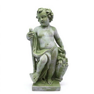 Harvest Cherub Statue - 36-inch — Mossy Green finish