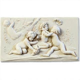 Cherubs of Springtime Wall Plaque — Antique White finish