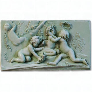 Cherubs of Springtime Wall Plaque — Mossy Green finish