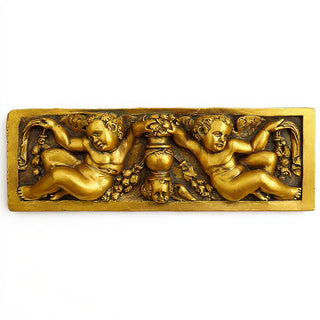 Angels with Urn Wall Plaque — Antique Gold finish