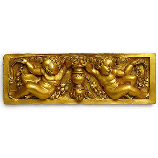 Angels with Urn Wall Plaque — Deep Gold finish