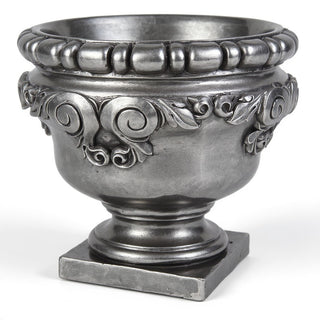 Curl Urn Planter - 24-inch — Aged Silver finish