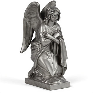 Adoration Angel (Crossed Arms) Statue - 29-inch — Aged Silver finish