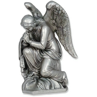Kneeling Adoration Angel Statue - 38-inch — Antique Silver finish