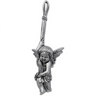 Small Hanging Angel Wall Plaque - 18-inch — Antique Silver finish