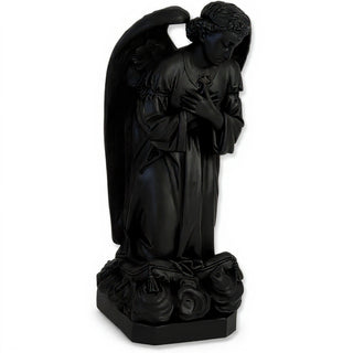 Sorrowing Angel at the Cross Statue - 27-inch — Flat Black finish