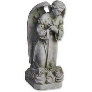 Sorrowing Angel at the Cross Statue - 27-inch — Limestone finish