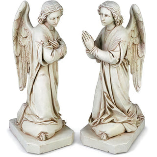 Shrine Angel Set Statue - 39-inch — Antique White finish