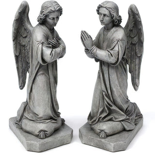 Shrine Angel Set Statue - 39-inch — Old Stone finish