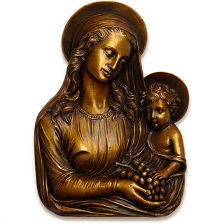 Madonna Eucharist Wall Plaque - 18-inch — Bronze finish