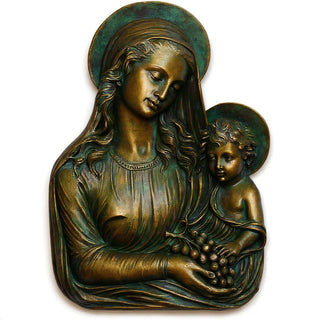 Madonna Eucharist Wall Plaque - 18-inch — Green Bronze finish
