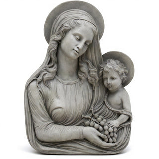 Madonna Eucharist Wall Plaque - 18-inch — Limestone finish