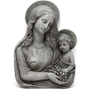 Madonna Eucharist Wall Plaque - 18-inch — Old Stone finish