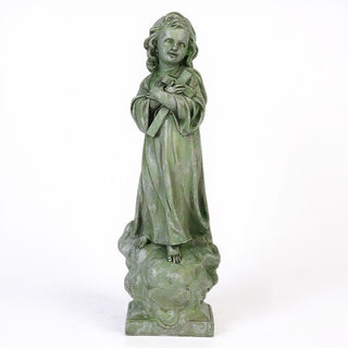 Christ Child with Cross Statue - 21-inch — Mossy Green finish