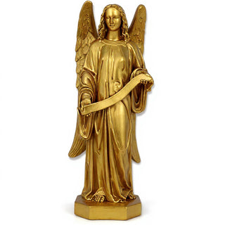 Banner Angel, Left Statue - 49-inch — Antique Gold finish