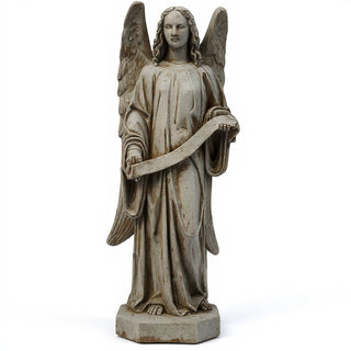 Banner Angel, Left Statue - 49-inch — Antique Stone finish