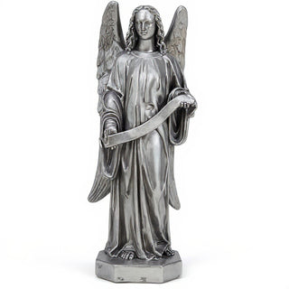 Banner Angel, Left Statue - 49-inch — Antique Silver finish