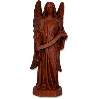 Banner Angel, Left Statue - 49-inch — Rust finish