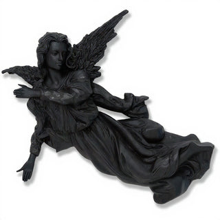 Winged Hanging Angel Wall Angel - 17-inch — Dusted Black finish