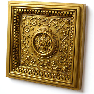 Coffered Ceiling Tile Wall Panel - 24-inch — Antique Gold finish