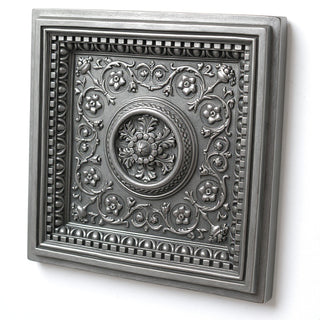 Coffered Ceiling Tile Wall Panel - 24-inch — Aged Silver finish