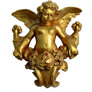 Angel Gliding, Looking Left Wall Piece - 34-inch - Antique Gold finish