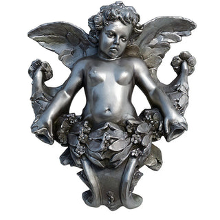 Angel Gliding, Looking Left Wall Piece - 34-inch - Aged Silver finish