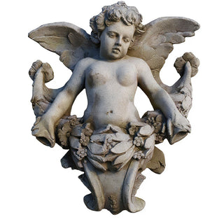 Angel Gliding, Looking Left Wall Piece - 34-inch - Antique Stone finish