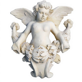 Angel Gliding, Looking Left Wall Piece - 34-inch - Antique White finish