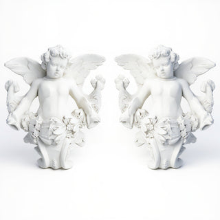Gliding Angels, Left and Right Statue Set - 34-inch — Flat White finish