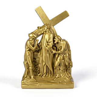 Stations of the Cross (14-Piece Set) Wall Plaques — Antique Gold finish