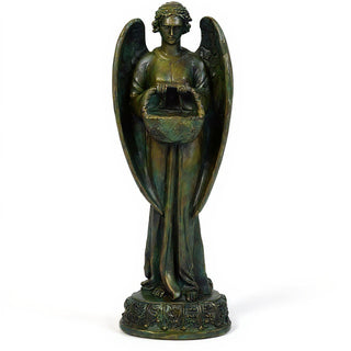 Angel with Basket Statue - 26-inch — Green Bronze finish