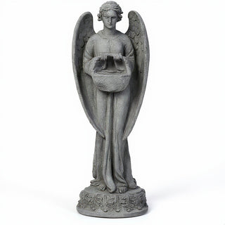 Angel with Basket Statue - 26-inch — Old Stone finish