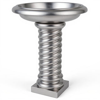 Twisted Birdbath - 30-inch — Antique Silver finish