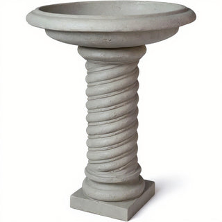 Twisted Birdbath - 30-inch — Limestone finish