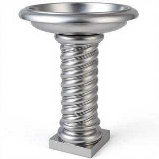 Twisted Birdbath - 30-inch — Silver finish