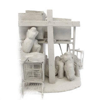 Cross with Wood Texture Wall Cross - 118-inch — Limestone finish