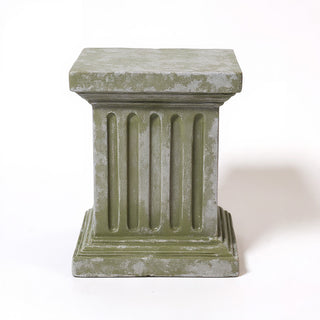 Square Fluted Column Pedestal - 16-inch — Mossy Green finish
