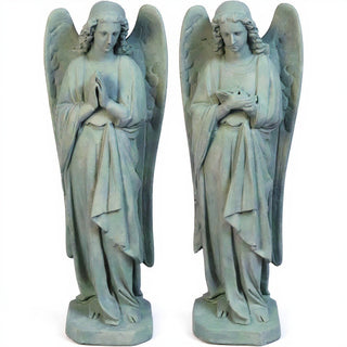 Chapel Angels Set Statue - 25-inch — Mossy Green finish