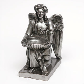 Angel With Dish Statue - 19-inch — Antique Silver finish