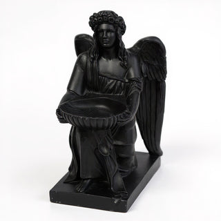 Angel With Dish Statue - 19-inch — Dusted Black finish