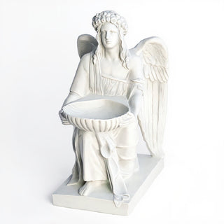 Angel With Dish Statue - 19-inch — Flat White finish