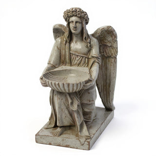 Angel with Dish Statue - 8-inch — Antique Stone finish